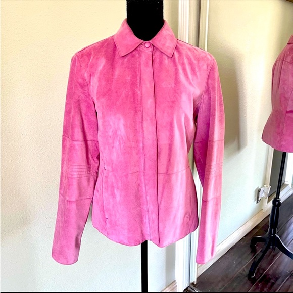 Classique Entier Pink 100% Suede Jacket/Shirt Size Small - Picture 1 of 9